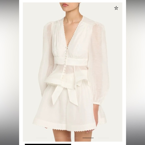 Zimmermann Dawning beaded Ivory Tie-Waist Shorts - Picture 1 of 8